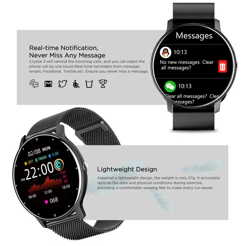 Smart Watch  Fitness Esportes, IP67 À Prova D 'Água, Bluetooth, Android, iOS, 2023